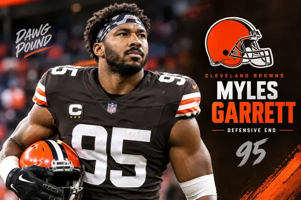 Myles Garrett playing football for the Cleveland Browns