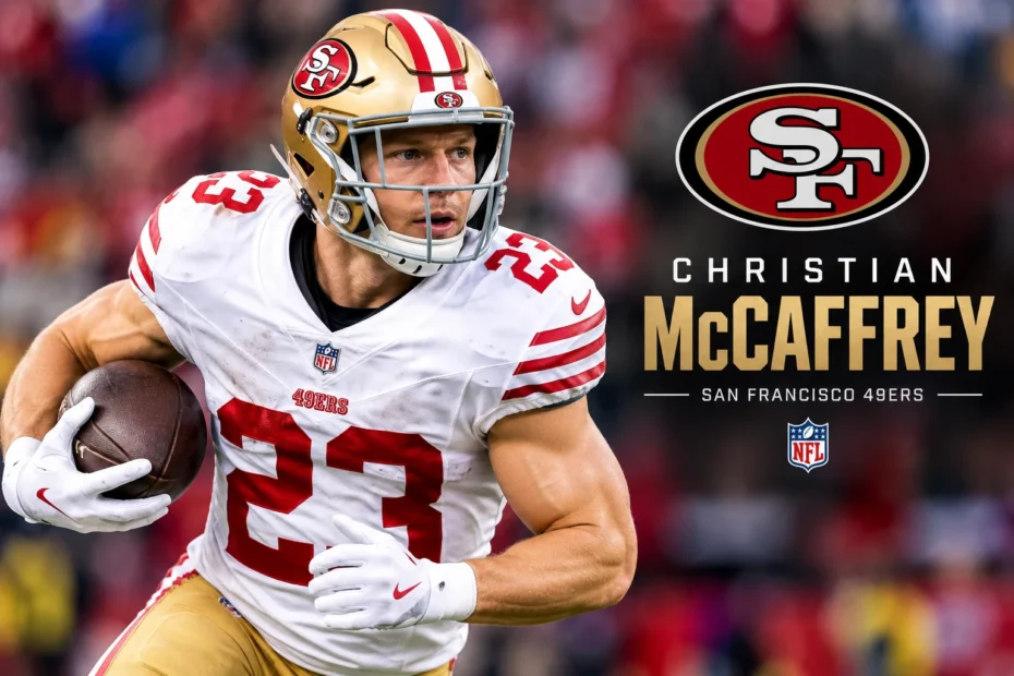 Christian McCaffrey playing football for the San Francisco 49ers