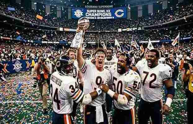 Chicago Bears NFL championships history timeline displaying franchise championships and Super Bowl achievements